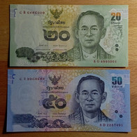 Thailand  20+50 Baht 2015 UNC Tailandia Lot2x - Tailandia