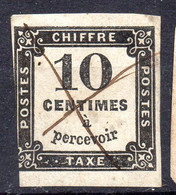 Taxe-1859-chiffre Taxe-10c Noir N° 2A-oblitération De Complaisance-extrémités Tranchantes Du "1".....cote  60€... - 1859-1959 Gebraucht