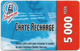 Benin - Libercom - Carte Recharge Red (Reverse Horizontal 1), GSM Refill 5.000CFA, Used - Benin