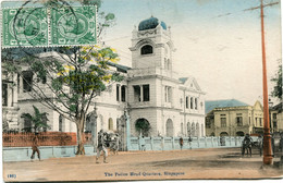 SINGAPOUR CARTE POSTALE -SINGAPORE THE POLICE HEAD QUARTERS DEPART SINGAPORE JU 27 1918 POUR LA FRANCE - Singapur (...-1959)