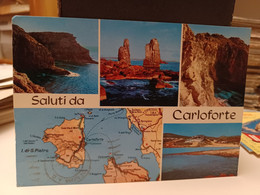 Cartolina Saluti Da Carloforte Provincia Cagliari , Mappa - Cagliari
