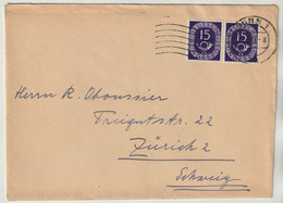 Bund 1951 Michel Nr. 129 X2 Auf Briefumschlag, 15 Pf. Posthorn, Waagerechtes Paar, 2 Scans - Briefe U. Dokumente