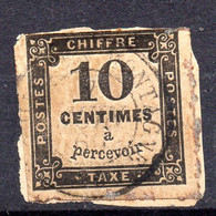 Taxe --1859--chiffre Taxe--10c Noir   N° 2  Sur Fragment -cachet Rond   ????????  LA MONTAGNE   -......cote  20€... - 1859-1959 Usados