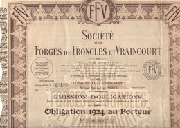 SOCIETE ET DES FORGES DE FRONCLES ET VRAINCOURT - OBLIGATION 1924 - - Industrial