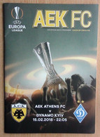 Soccer Programm AEK Greece - Dynamo Kyiv 2018 - Bekleidung, Souvenirs Und Sonstige