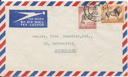 South Africa Air Mail Cover Sent To Denmark 18-7-1958 Topic Stamps - Aéreo