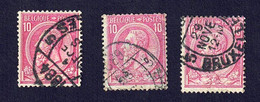 COB 46  3ex Oblitérés Cad Ovale Imprimés Bruxelles 5  1884 1889 - 1884-1891 Leopold II