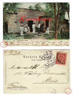 Patio De Una Casa De Pueblo CPA Rare Mexico Mexique Timbre Obliteration Cachet 1906 - Mexiko