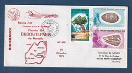 ⭐ Afars Et Issas - Premier Vol Djibouti Paris Via Marseille - Air France - 1975 ⭐ - Covers & Documents