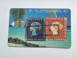 GERMANY-(DE-E-3/91)-Briefmarken 3 Blaue Mauritius-Rote-(2)-(40units)-(8/91)-(tirage-30.000)used Card+1card Prepiad Free - Stamps & Coins