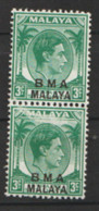 Malaysia  B M A  1945  SG  4a  Blue Green  Mounted Mimt Pair - Malaya (British Military Administration)