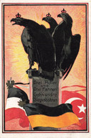 Drei Adler Und Drei Fahnen Ehn Unsre Siegesbahnen - Signé Maxim Truebe - Carte Colorée Et Circulé En 1917 - Truebe, Maxim