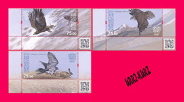 KYRGYZSTAN 2015 Nature Fauna Predatory Birds Bird Hunting Falcon Falconry Salbuurun 3v Mi KEP 10-12 MNH - Kirgisistan
