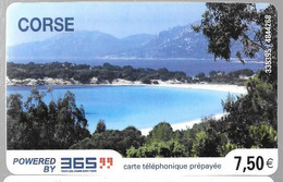 CARTE-PREPAYEE-FRANCE-365-7,50€-CORSE-PLAGE-V°2 Cadres Vert-2 Cadres Bleus-Exp-31/12/2007-NEUVE-LUXE - Sonstige & Ohne Zuordnung