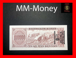 BOLIVIA 10 Cents \ 100.000  100000 Pesos B.os  1987  *error: Print  5 Centavos On Back*  P. 196 A  X 3   UNC - Bolivien