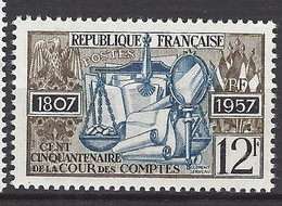 FRANCE 1957 TIMBRE 1107 SESQUICENTENAIRE DE LA COUR DES COMPTES - Unused Stamps