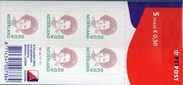 Netherlands 2002, Beatrix 0,50 € Velletje 5 Zegels, PTT Logo,  Sheetlet Of 5 Stamps MNH - Blocs