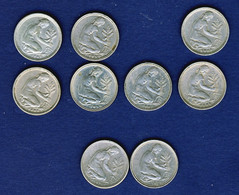 ALLEMAGNE...9 PIECES DE 5O PFENNIG.....    DE 1949 A 1972 - 50 Pfennig