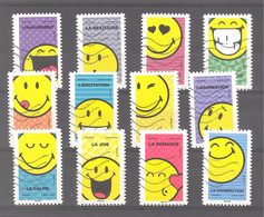 France Autoadhésifs Oblitérés N°2145/2156 (Série Complète : SMILEY) (lignes Ondulées) - Used Stamps