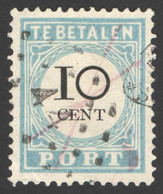 Nederland 1887 Port 7 Type III Gestempeld/used Taxe, Tax Puntstempel 44 's-Gravenhage, Penvernietiging - Taxe