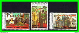 GUINEA ECUATORIA ( AFRIKA ) SERIE DE 3 SELLOS DEL AÑO 1981 VISITA REAL DE SSMM LOS REYES DE ESPAÑA A GUINEA - Equatorial Guinea