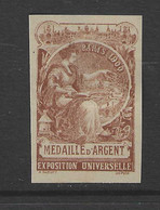 Vignette - Poster Stamp. 1900 - PARIS Exposition Universelle (Médaille D'Argent Non Dentelée - Brun Clair) - Erinnophilie