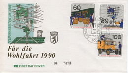 Germany Deutschland 1990 FDC Wohlfahrtsmarken, Fur Die Wohlfahrtspflege, Car Cars Train, Fur Die Wohlfahrt, Berlin - FDC: Covers