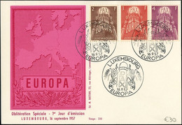 Luxembourg - Luxemburg CM 1957 Y&T N°531 à 533 - Michel N°MK572 à 574 - EUROPA - Maximum Cards