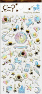 3D PUFFY Einhorn Stern Zauberkugel Aufkleber / Fairy Moon Sticker 1 Blatt 19 X 10 Cm ST334 - Scrapbooking