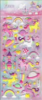 3D PUFFY Einhorn Tiere Aufkleber / Unicorn Animal Sticker 1 Blatt 19 X 10 Cm ST526 - Scrapbooking