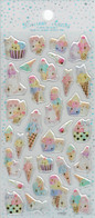 3D PUFFY Eis In Der Waffel Aufkleber / Sunda Icecream Sticker 1 Blatt 19 X 10 Cm ST489 - Scrapbooking