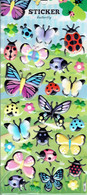 3D PUFFY Schmetterling Käfer Insekten Tiere Aufkleber / Bug Insects Animal Sticker 1 Blatt 19 X 10 Cm ST542 - Scrapbooking