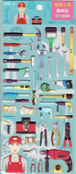 3D PUFFY Werkzeug Hammer Tiere Aufkleber / Tools Work Sticker 1 Blatt 19 X 10 Cm ST545 - Scrapbooking