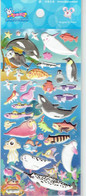 3D PUFFY Fische Tiere Aufkleber / Fish Animal Sticker 1 Blatt 19 X 10 Cm ST294 - Scrapbooking