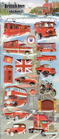 3D PUFFY London UK England Aufkleber / Red Car Bus Sticker 1 Blatt 19 X 10 Cm ST481 - Scrapbooking