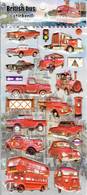 3D PUFFY London UK England Aufkleber / Red Car Bus Sticker 1 Blatt 19 X 10 Cm ST546 - Scrapbooking