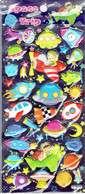 3D PUFFY Ufo Raumschiff Rakete Aufkleber / Planet Spaceship Sticker 1 Blatt 19 X 10 Cm ST524 - Scrapbooking