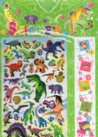 3D PUFFY Dino Dinosaurier Tiere Aufkleber / Dinosaur Animal Sticker 1 Blatt 25 X 20 Cm ST276 - Scrapbooking