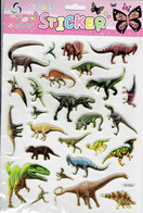 3D PUFFY Dino Dinosaurier Tiere Aufkleber / Dinosaur Animal Sticker 1 Blatt 25 X 20 Cm ST507 - Scrapbooking