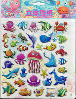 3D PUFFY Fische Qualle Tiere Aufkleber / Fish Jelly Animal Sticker 1 Blatt 25 X 20 Cm ST307 - Scrapbooking