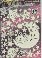 3D PUFFY Mond Sterne  Aufkleber / Moon Star Sticker 1 Blatt 25 X 20 Cm ST462 - Scrapbooking