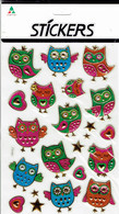 3D PUFFY Uhu Eule Vogel Tiere Aufkleber / Owl Animal Sticker 1 Blatt 20 X 17 Cm ST103 - Scrapbooking