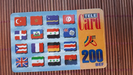 Prepaidcard Flags 200 BEF Used Rare - GSM-Kaarten, Herlaadbaar & Voorafbetaald