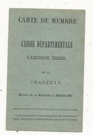 Carte De Membre,caisse Départementale D'assurances Sociales De La CHARENTE, Angoulème ,  1945 - Cartes De Membre