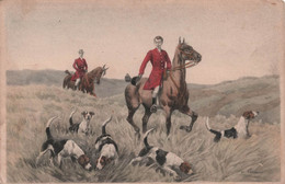 CHEVAUX - Hommes à Cheval Pour La Chasse à Cour Avec La Meute De Chiens - Carte Postale Ancienne - - Chevaux