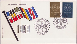 Europa CEPT 1959 Luxembourg - Luxemburg FDC1 Y&T N°567 à 568 - Michel N°609 à 610 - 1959