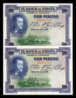 España Spain Pareja Correlativa 100 Pesetas Felipe II 1925 Pick 69 Serie E Ebc Xf - 100 Peseten