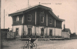 BELGIQUE - Cheratte - La Gare - Animé Vélo - Carte Postale Ancienne - - Other & Unclassified