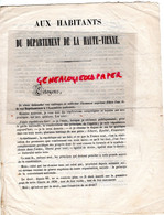 87- LIMOGES -LETTRE EUGENE DESCOUTURES AUX HABITANTS HAUTE VIENNE-POLITIQUE 20 MARS 1848-ASSEMBLEE NATIONALE -ARDILLIER - Documentos Históricos