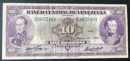 BILLETE DE VENEZUELA DE 10 BOLIVARES DEL AÑO 1960  (BANK NOTE) - Venezuela